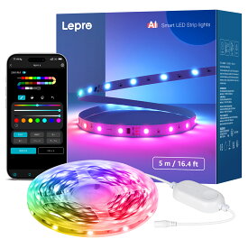 【P5倍+200円クーポン】Lepro AI ledテープライト S1 AI生成光 5m・10m スマート AI照明 MagicColor 流れる テープAlexa/Google Home対応 WIFI/BlueToothコントロール 虹色 アドレサブル テープミュージックセンサー搭載 音に反応 音楽ledテープ RGB 調光調色150連 非防水