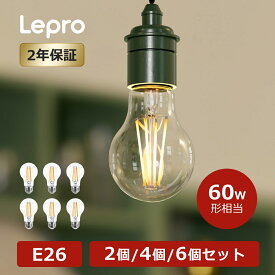 【2個・6個入り】楽天1位 Lepro led電球 e26 【60W相当・806lm】エジソンバルブ 電球色 エジソン電球led電球 60w e26 led 電球 セット おしゃれ led 電球色 ボール球フィラメントLEDledボール電球 e26口金