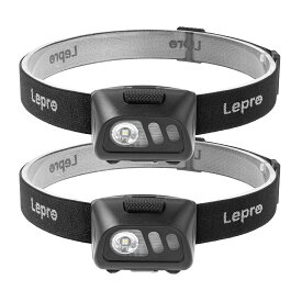 【1年保証】Lepro ヘッドライト ledヘッドライト センサー付き 【USB充電式・乾電池式選択可】 LED ヘッドランプ 1個・2個入り 超軽量 ledヘッドライト 白光＆赤光 5つ点灯モード 実用点灯6-20時間 ヘッド ライト アウトドア 夜釣 登山