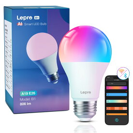 【2年保証】Lepro B1/B3 AI スマート電球 LED【60w/100w相当 、1個/2個/4個セット 】LED電球 e26口金 1600万色 e26電球 調光調色 AI照明デザイナー タイマー機能Alexa GoogleHome対応 AI照明デザイナー スマート電球 クリスマス 電球100W