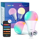 【100円クーポン配布中】Lepro B1/B3 AI スマート電球 LED【60w/100w相当 、1個/2個/4個セット 】LED電球 e26口金 1600万色 e26電球 調光調色 AI照明デザイナー タイマー機能Alexa GoogleHome対応 AI照明デザイナー スマート電球 クリスマス 電球100W