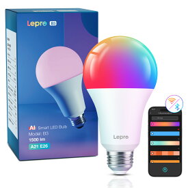 【300円クーポン配布中】【2年保証】Lepro B1/B3 AI スマート電球 LED【60w/100w相当 、1個/2個/4個セット 】LED電球 e26口金 1600万色 e26電球 調光調色 AI照明デザイナー タイマー機能Alexa GoogleHome対応 AI照明デザイナー スマート電球 クリスマス電球100W