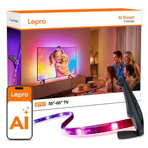 �y�ƊE�ő����X�|���X�zLepro STV1 �X�}�[�g TV�o�b�N���C�g�e���r�������C�g 3.6m 55~65�C���`�e���r�Ή��J�����t�� LED�e�[�v���C�g LightIMS�Z�p �e���r��ʍ������� AI��ʐF�F���@���y���� �X�|