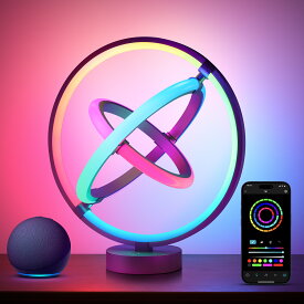 【1000円OFFクーポン配布中】Lepro TB1 AI テーブルランプ テーブルライト led AI照明デザイナー スマートライトナイトライトベッドサイドランプ【RGB Alexa/1600万色/音声対応/音楽同期/BlueTooth&WiFi】デスクライト調色調光虹色おしゃれ クリスマス (惑星タイプ)