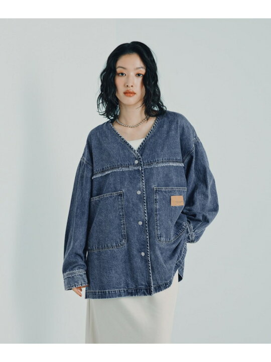 楽天市場】ノーカラーデニムシャツ LEPSIM レプシィム トップス シャツ 