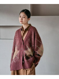 【SALE／50%OFF】7ゲージモヘヤ混アーガイルカーディガン LEPSIM レプシィム トップス ニット ネイビー グレー ブラウン【RBA_E】[Rakuten Fashion]