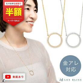 【スーパーセール半額！】 サークルパヴェロングネックレス 金属アレルギー 金アレ ネックレス ロングネックレス ジルコニア ゴールド シルバー サークル パヴェ おしゃれ レディース ミドル丈 シンプル 結婚式 ギフト 女性 大人 50代 【永久保証】