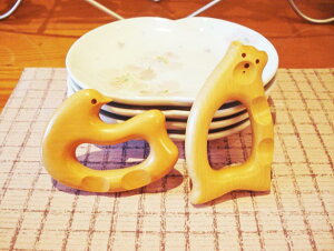 メール便可。木製箸置き、スプーンレスト/トリ、クマ