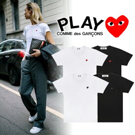 【COMME des GARCONS】コムデギャルソン PLAY プレイ ハートロゴ カットソー リトルハート Tシャツ レディース 刺繍ロゴ ミニハート スモールハート ブランド おしゃれ お洒落 モード系 モード ストリート トレンド