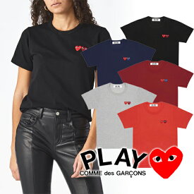 【COMME des GARCONS】コムデギャルソン PLAY プレイ ダブルハートロゴ Tシャツ ギャルソンTシャツ コム・デ・ギャルソン shirt ブランドtシャツ ブランドロゴ 半袖Tシャツ ティーシャツ カットソー レディース 刺繍ロゴ ブランド おしゃれ お洒落 モード系 ストリート 半袖