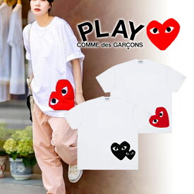 【 COMME des GARCONS 】 コムデギャルソン コム・デ・ギャルソン PLAY プレイ ユニセックス ハート ロゴ オーバーサイズ カットソー 高級tシャツ ブランド服 半袖tシャツ 半袖ティーシャツ 刺繍 ロゴtシャツ Tシャツ おしゃれ オシャレ ブランドtシャツ メンズ レディース