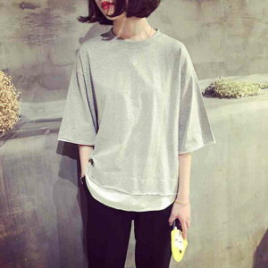 【\クーポン利用で20%OFF!/】 Tシャツ レディース ゆったり カジュアル ティーシャツ おしゃれ 無地 かわいい 7分袖 Vネック 大人 トレーナー 春 半袖 ジム ブラウス スポーツ 5分袖 ロング ブ