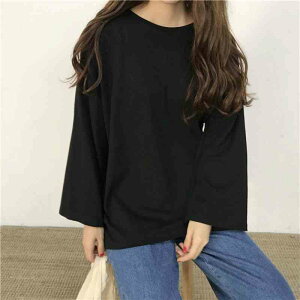 Tシャツ レディース ブラック 大人 かわいい 暖かい 人気 秋 シャツ 無地 キャンバー Vネック ティーシャツ ブラウス おしゃれ ロゴ ロング スポーツ カジュアル 長袖 厚手 春 ブランド トレー