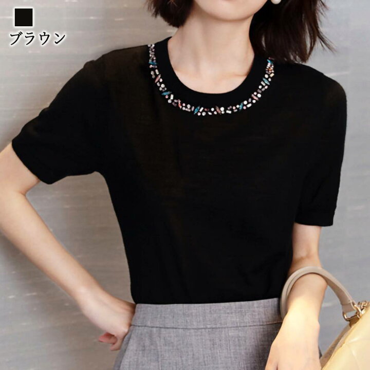 楽天市場】Tシャツ レディース ビジューTシャツ コーデ ブラウス  