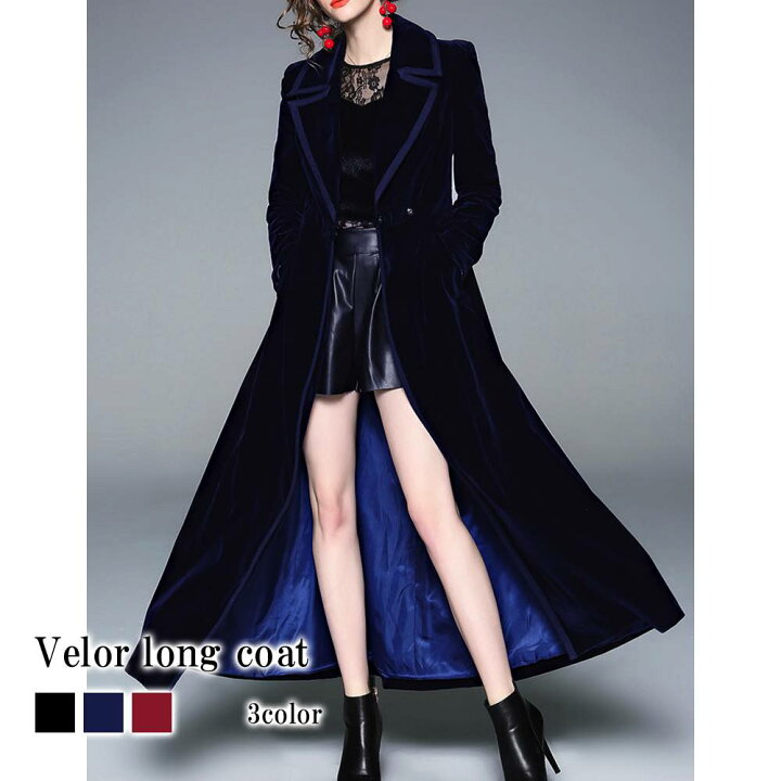 楽天市場】チェスターコート レディース ベロアロングコート 軽い  