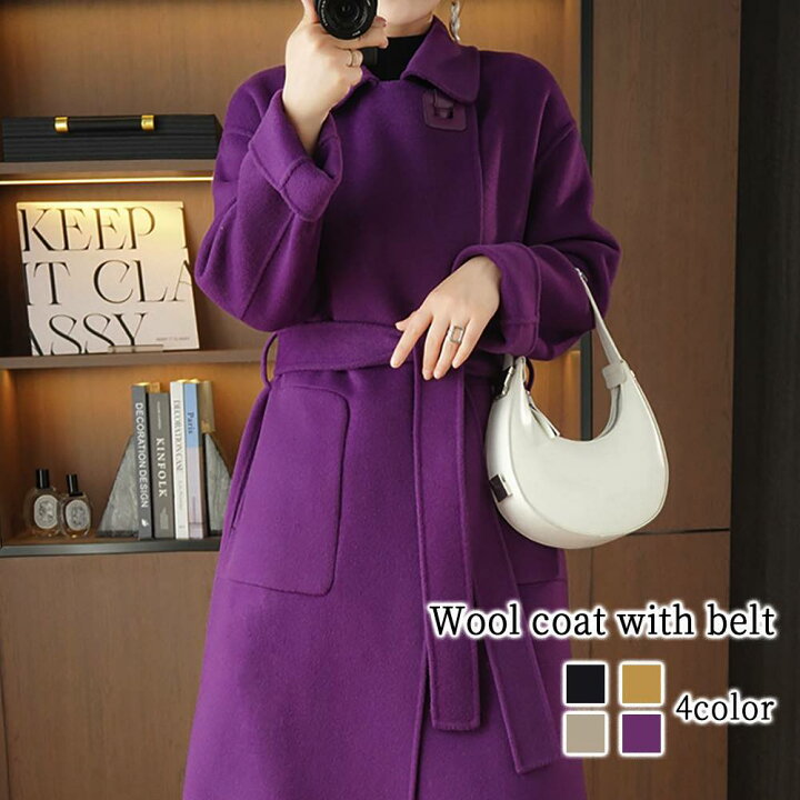 楽天市場】チェスターコート レディース ベルト付きウールコート  
