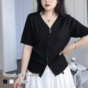 Tシャツ レディース VネックジップTシャツ ブラウス 5分袖 春 スポーツ ゆったり ブラック 40代 ロゴ カジュアル 7分袖 薄手 Vネック かわいい ティーシャツ 大人 人気 涼しい シャツ カットソ