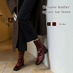 ブーツ レディース 本革スクエアトゥブーツ 夏 秋 レースアップ 防寒 ミドル丈 滑らない ショート 軽い 歩きやすい 兼用 ミドル レザー 雨 ヒール ローヒール きれいめ 厚底 おしゃれ ウォー