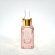 【スクエアスポイトボトルグラス】10ml クリアピンク ゴールド ガラス製 透明 詰替容器 化粧水 コスメ ア…