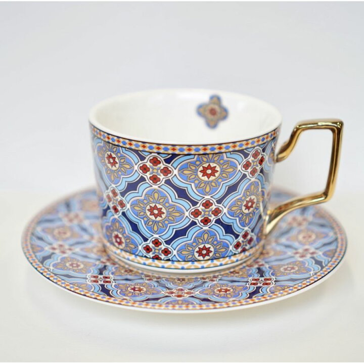 楽天市場 モロッコ柄カップ ソーサーセット ブルー レッド 高級 英国スタイル ティーカップ おしゃれ 北欧 かわいい ギフト お礼 祝い 結婚祝い 引越し祝い プレゼント レソンシエル ジャポン レソポン