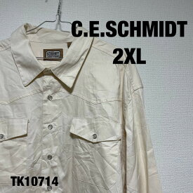 【中古】C.E. SCHMIDT 長袖シャツ 2XL ライトベージュ シュミット スナップボタン ワークシャツ 古着 TK10714