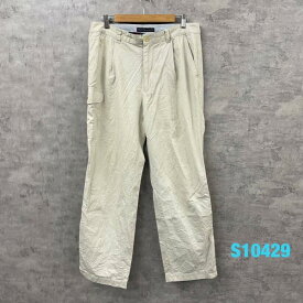 【中古】TOMMY HILFIGER ホワイトベージュ ジップフライ タック チノパンツ 33/32 実寸W34in 210418 USA 海外輸入 古着 S10429