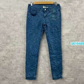 【中古】MNG JEANS ブルー レオパード ジップフライ デニムジーンズパンツ レディース USA8 実寸W28in USA 海外輸入 古着 SK10485