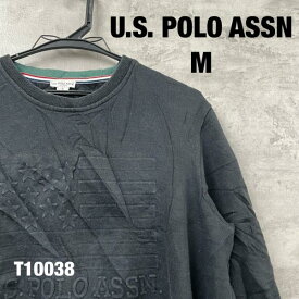 【中古】U.S. POLO ASSN. ブラック スウェット トレーナー M 長袖 3D LOGO FLAG FLEECE USA 立体ロゴ 裏起毛 海外輸入 古着 T10038