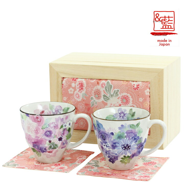 楽天市場】美濃焼【&藍】ブランド花工房ペアマグカップ(ちりめん木箱  