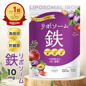 リポソーム 鉄 サプリ 10mg 1袋 30日分【高吸収×貯蔵型】3種の鉄分 リポソーム鉄 フェリチン鉄 ピュア鉄 葉酸 亜鉛 ビフィズス菌 ビタミンB6 B12 ビタミンD サプリメント 日本製 栄養機能食品 女性 子供 着色料 無添加