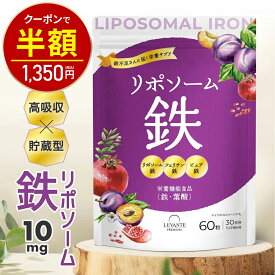 【今だけ半額！2700円⇒1350円】リポソーム 鉄分 サプリ 10mg 1袋 30日分【高吸収×貯蔵型】3種の鉄分 リポソーム鉄 フェリチン鉄 ピュア鉄 葉酸 亜鉛 ビフィズス菌 ビタミンB6 B12 ビタミンD サプリメント 日本製 栄養機能食品 女性 子供 着色料 無添加