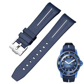 22mm 時計バンド Blancpain X Swatch ブランパンスウォッチ用シリコン時計ベルト Bioceramic SCUBA Fifty Fathoms対応 交換工具付 Jumpsunfun ブルー