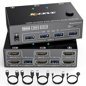 fA j^[ KVMؑ֊ USB3.0 Rs[/g[h 4K@60Hz𑜓x EDID@\ 2PCԂŃL[{[hA}EXAfAfBXvC