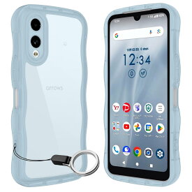 Arrows WE 2 F-52E FCG02 A402FC M07用ケースリング付き ウェーブ マグセフ 可愛い マツと感 TPU 耐衝撃 超軽量 極薄 透明 黄ばみなし 滑り止め かわいいうねうね 韓国 人気 ストラップホール付きなみなみ カバーアローズWe2 クリア ブルー