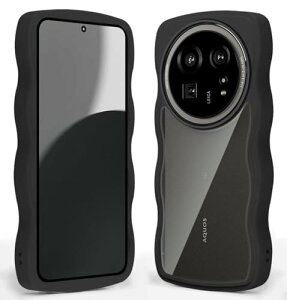 AQUOS R9 Pro SH-54E ケース クリア 耐衝撃 AQUOS R9 Pro カバー 女性用 女子向け 人気 薄型 軽量 透明 TPU スマホケース ワイヤレス充電対応 ストラップホール付き (ブラック)