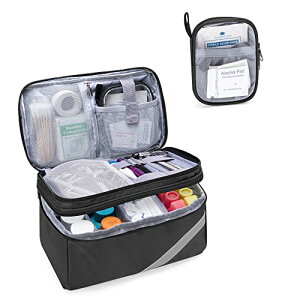 メディカルバッグ 救急バッグ 二層式 医療バッグ 家庭用 救急箱 (ブラック)Trunab