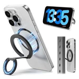 MagSafe�Ή� �X�}�z�����O ���ʃ}�O�l�b�g 360�x��] �R���p�N�g�݌v ����X�^���h �Ў葀��֗� �����h�~ iPhone16/15/14/13/12�V���[�Y�Ή� ���^���v���[�g�t M-dual Ringo Stand �u���b�N Sinjimoru