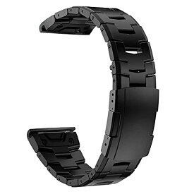 QuickFit 26mm 交換ベルト 超軽量チタンスチールストラップ ステンレス鋼の留め金 for GARMIN(ガーミン) Fenix 7X / Fenix 6X / Feni