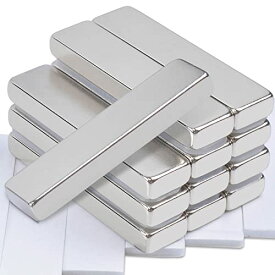 12個のネオジム磁石 強力マグネット 40x10x5mmネオジウム磁石な棒磁石マグネットバー両面テープ付 冷蔵庫 DIY 建築 科学 クラフト オ