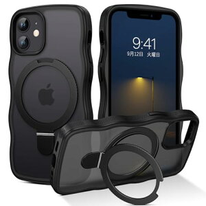 iPhone 12 mini ケース 可愛ウェーブの形状【スタンド機能!MagSafe対応】縦横両対応 リング マグネット搭載 米軍耐衝撃 ワイアレス