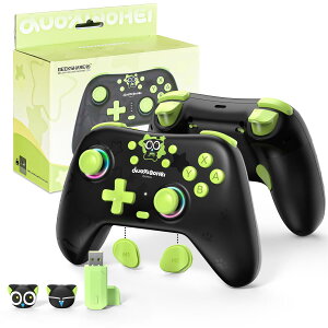 GeekShare Switch2�R���g���[���[ ����/�L���ڑ� 2.4G���V�[�o�[�� PC�^Switch�^iOS�^Android�^Linux �Ή��i���R���g���[���[�̂݁j1000mAh�o�b�e���[ �X�e�B�b�N���ځELED���C�g�E6���W���C���EHD�U�� �A