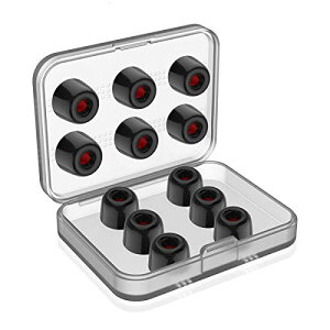 イヤーピース 6セット 低反発 遮音性 交換用 イヤホンパッド イヤホンキャップ 収納ボックス (内径4.5mm)