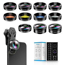 ユニバーサル プロフェッショナル HD スマートフォン カメラレンズキット iPhone11/XR XS サムスン その他の携帯電話用 (ND32フィル
