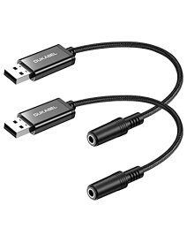2個セット usb イヤホンジャック 変換アダプタ USBポート-4極（TRRS）3.5mmミニジャック変換ケーブル USB外付け サウンドカード USB