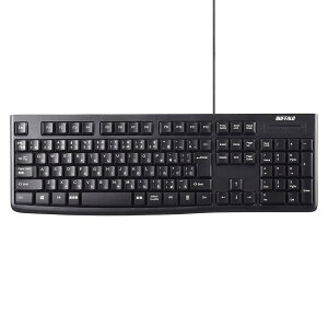 �o�b�t�@���[ BUFFALO USB�ڑ� �L���X�^���_�[�h�L�[�{�[�h �����O�P�[�u�� �u���b�N BSKBU108LBK�yWindows/PS4/Nintendo Switch�Ή��z