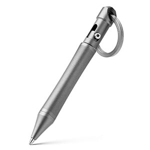 チタンボールペン 高級 男性 キーホルダー式 edc 短いボールペン ミニボールペン ボルトアクション (グレー) (ペン×1本/88mm+替え芯