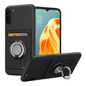 OPPO Reno3 A ケース リング付き シリコン 背面 カード収納 オッポ リノ3A スマホケース スタンド機能 360°回転リング 耐衝撃 耐久