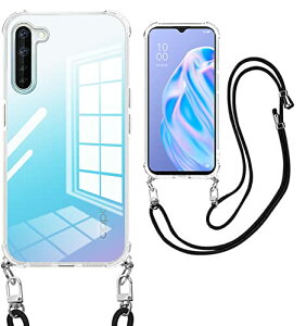 OPPO Reno3 A ケース ショルダー オッポ リノ3a 5G スマホケース 耐衝撃クリア tpu バンパー 肩掛け 斜めかけ 首掛け 縄掛け カバー