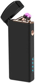 電子ライター USB 充電式 プラズマ ターボライター 小型 防風 スパック点火 ライター 電池残量表示 男女兼用 電気ライター [並行輸入