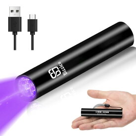 【2024モデル】ブラックライト UVライト UV懐中電灯 紫外線 LED ライト 波長365nm USB充電式 アニサキスライト 小型 レジン用硬化ラ